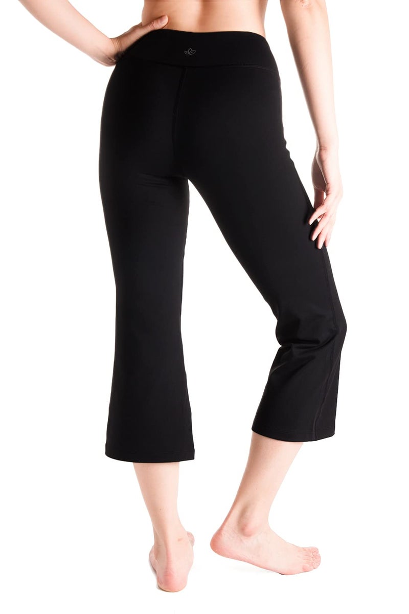 Yogipace Women's Cropped Flare Yoga Pants Capri Length Lounge Pants with Side Pockets,YCW1403,22",Black,Size M - Image 2